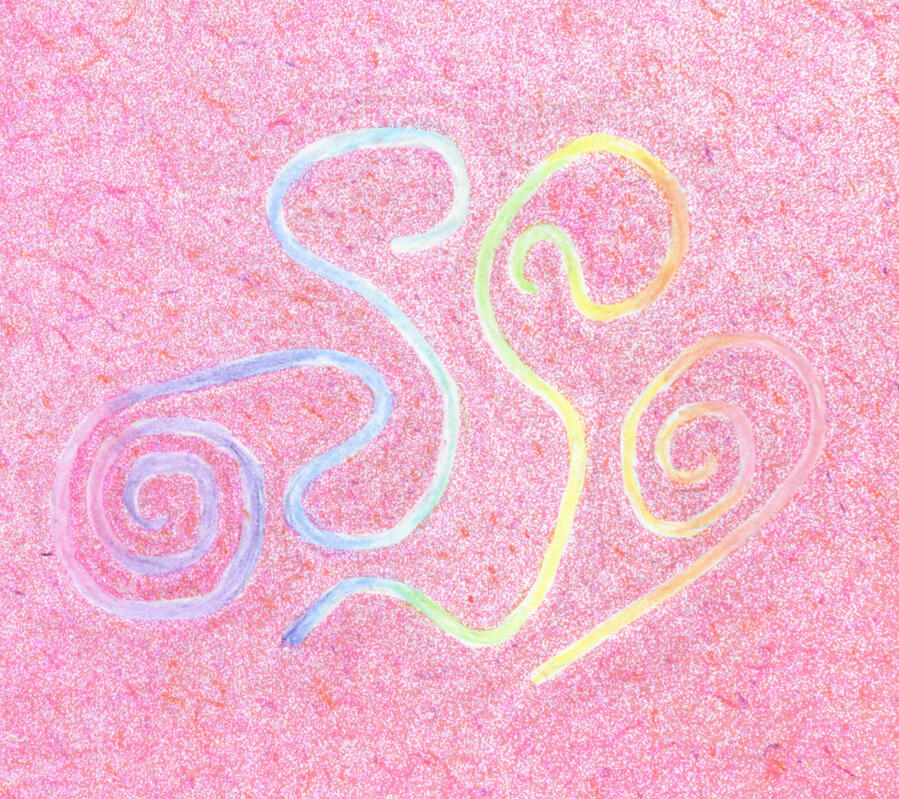 Chullee This is a light code, drawn in colored pencil, which means "Chullee" or Joy in Being.